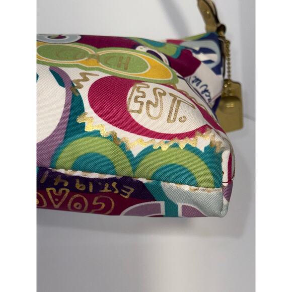 Coach Poppy Signature Canvas Leather Multicolor Shoulder / Crossbody Bag - Picture 8 of 15